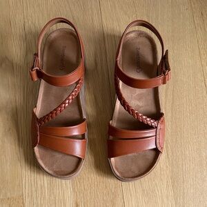 BareTraps Brown Wedge Sandals with Braided Strap
